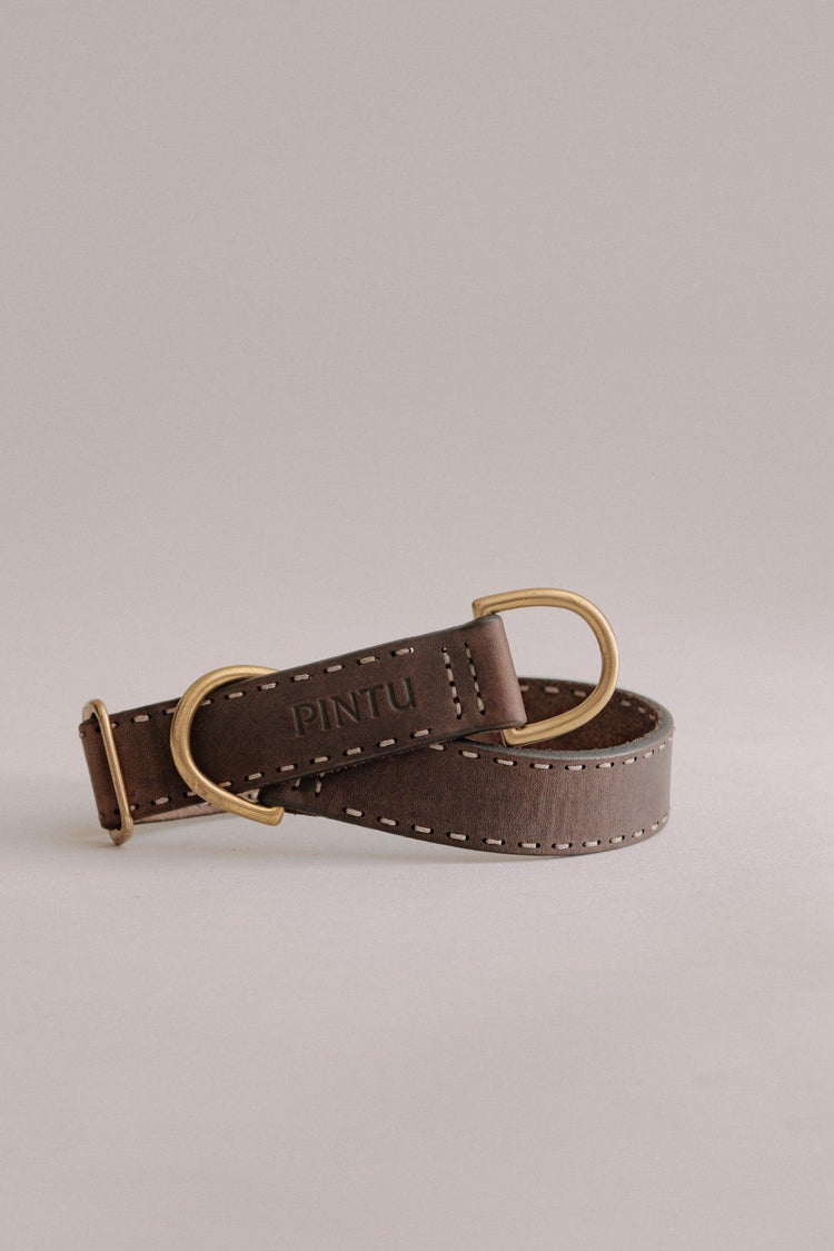 Dog Collar Bosque - Chocolate/Grey - Brass - Pintu
