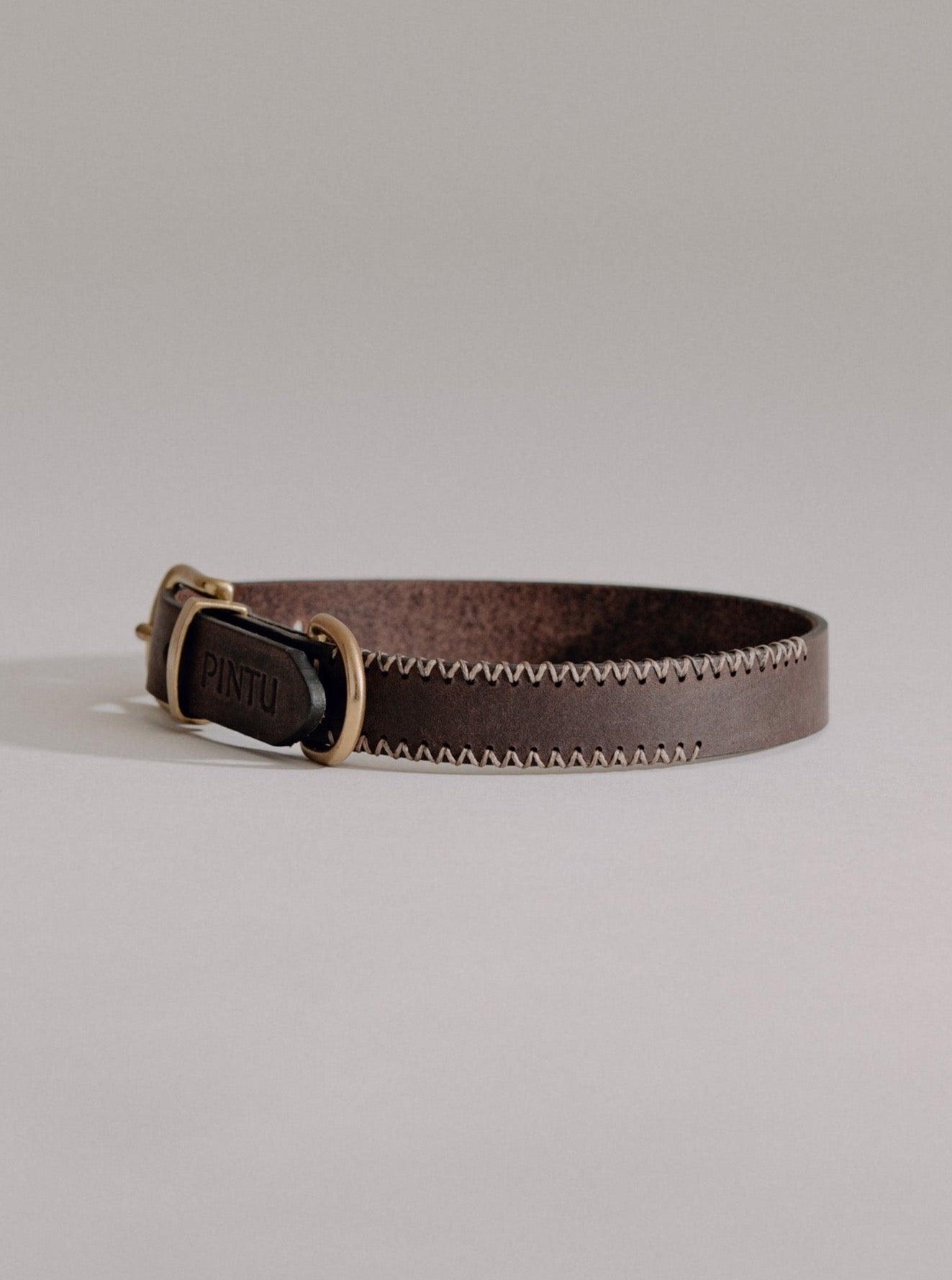 Dog Collar Porthos - Chocolate/Grey - Pintu