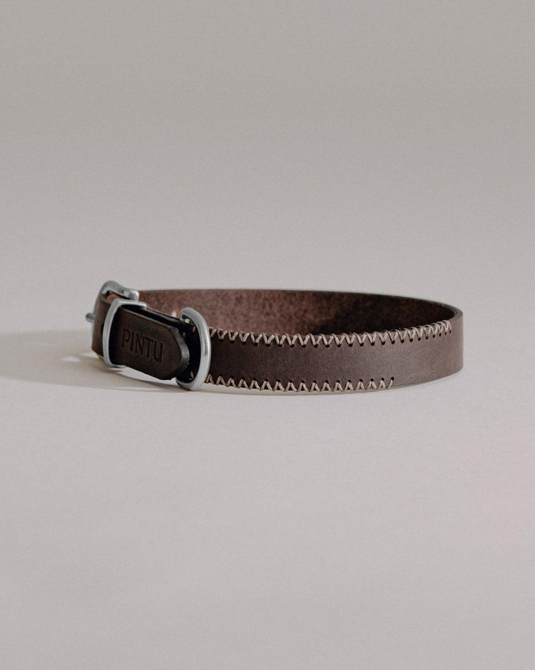 Dog Collar Porthos - Chocolate/Grey - Pintu