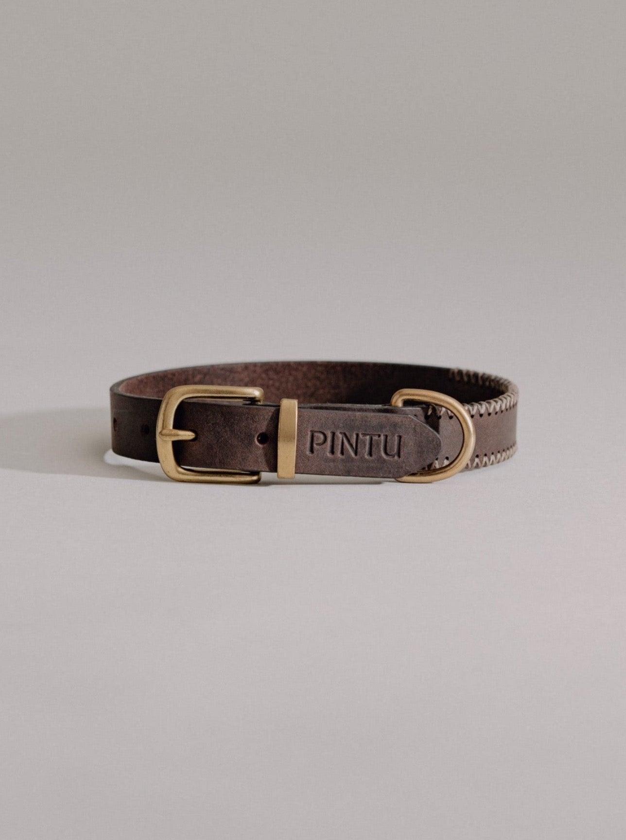 Dog Collar Porthos - Chocolate/Grey - Pintu