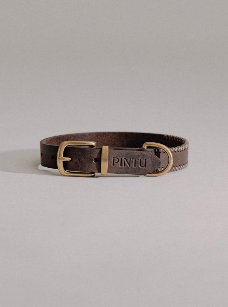Dog Collar Porthos - Chocolate/Grey - Pintu