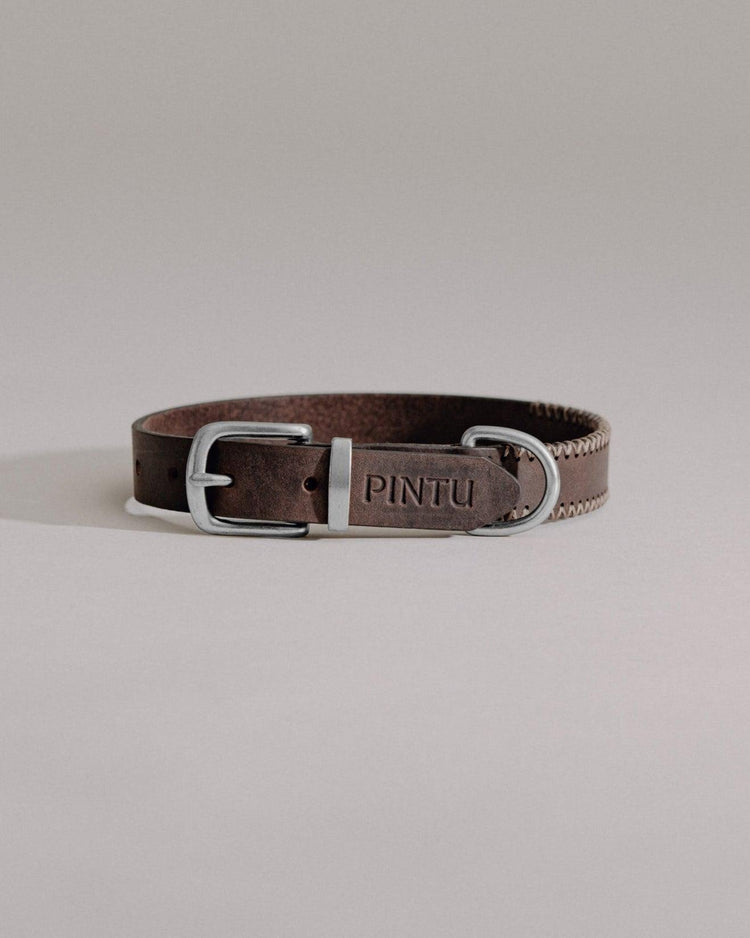 Dog Collar Porthos - Chocolate/Grey - Pintu