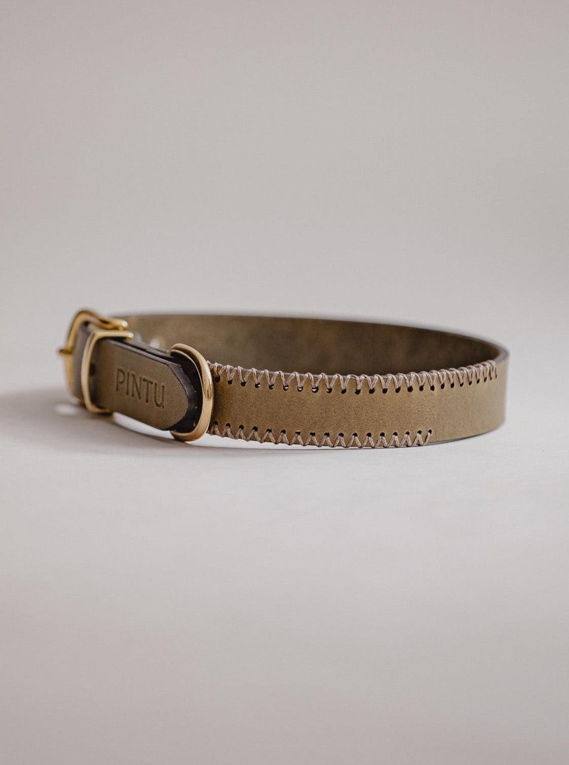 Dog Collar Porthos - Olive/Taupe - Pintu