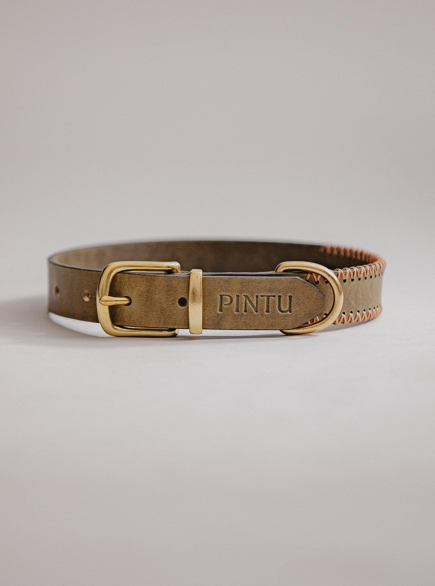 Dog Collar Porthos - Olive/Coral - Pintu
