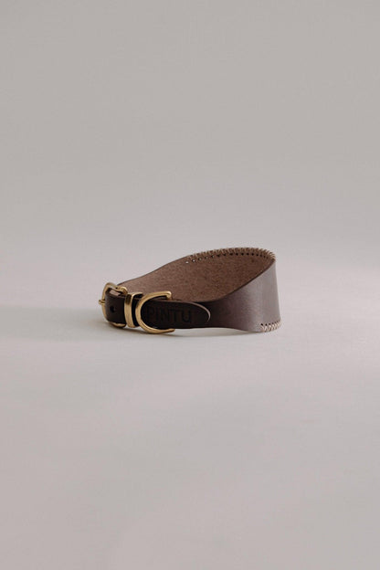 Dog Collar Viento - Chocolate/Grey - Brass - Pintu