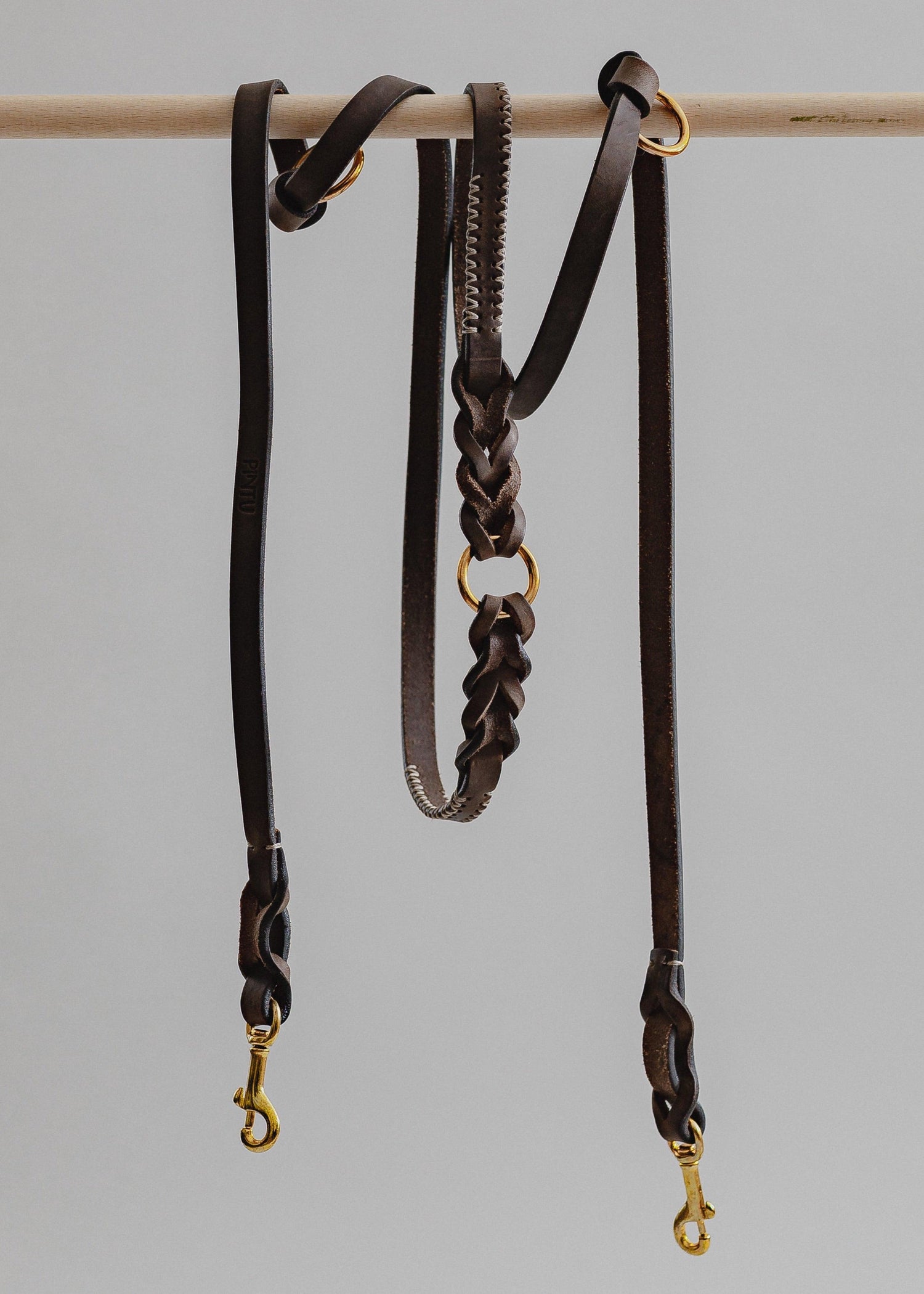 Dog Leash Lumas Adjustable - Chocolate/Grey - Pintu