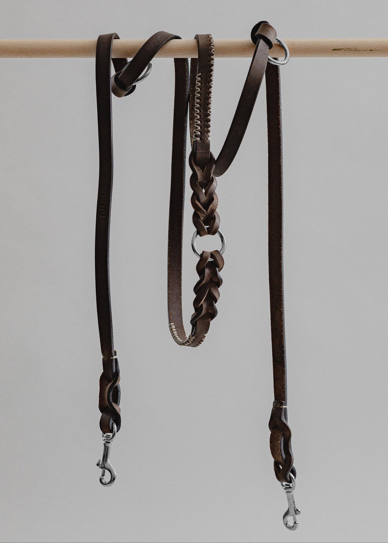Dog Leash Lumas Adjustable - Chocolate/Grey - Pintu