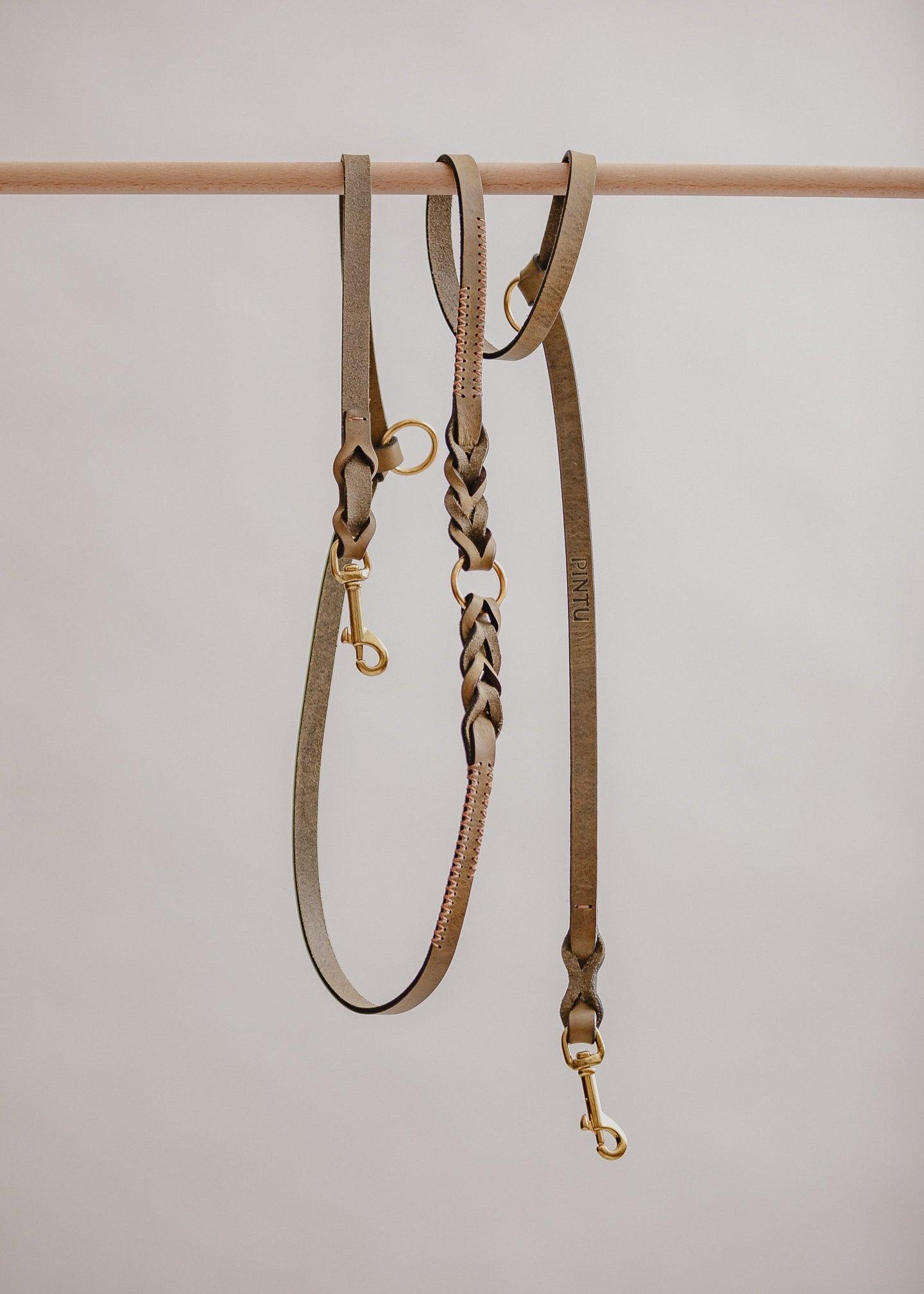 Dog Leash Lumas Adjustable - Olive/Coral - Pintu