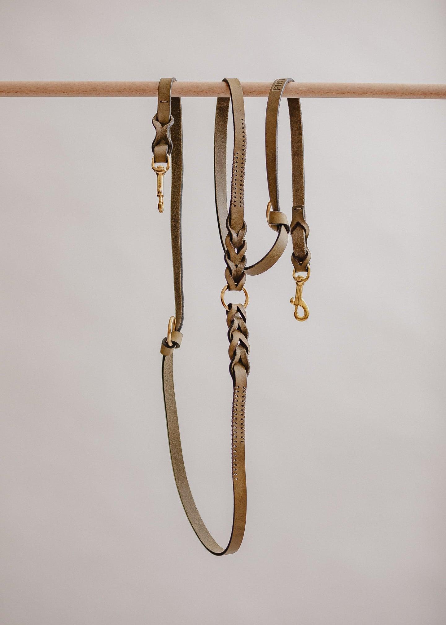 Dog Leash Lumas Adjustable - Olive/Taupe - Pintu