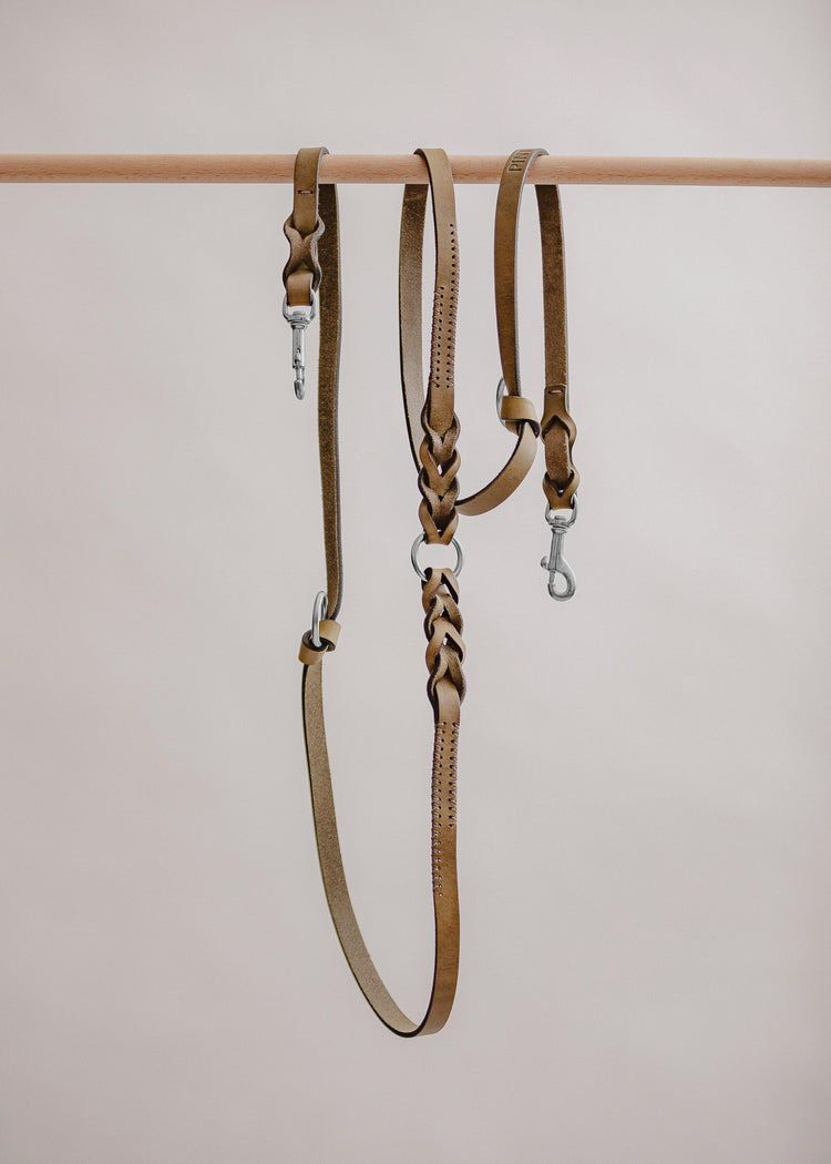 Dog Leash Lumas Adjustable - Olive/Taupe - Pintu