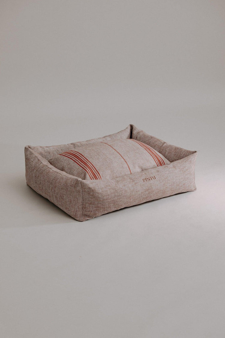 Dulces Sueños Dog Bed - Chocolate/Orange Stripes - Pintu