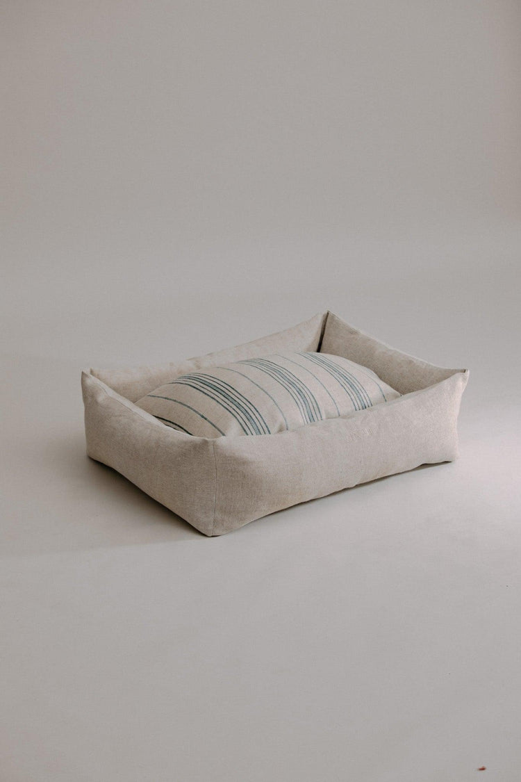 Dulces Sueños Dog Bed - Stone/Blue Stripes - Pintu