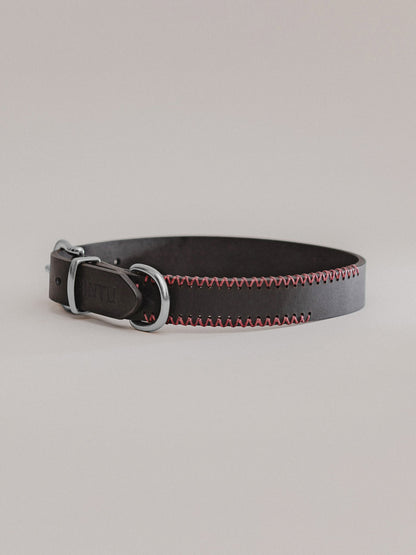Pintu Dog Collar Monte - Black/Bordeaux - Stainless Steel
