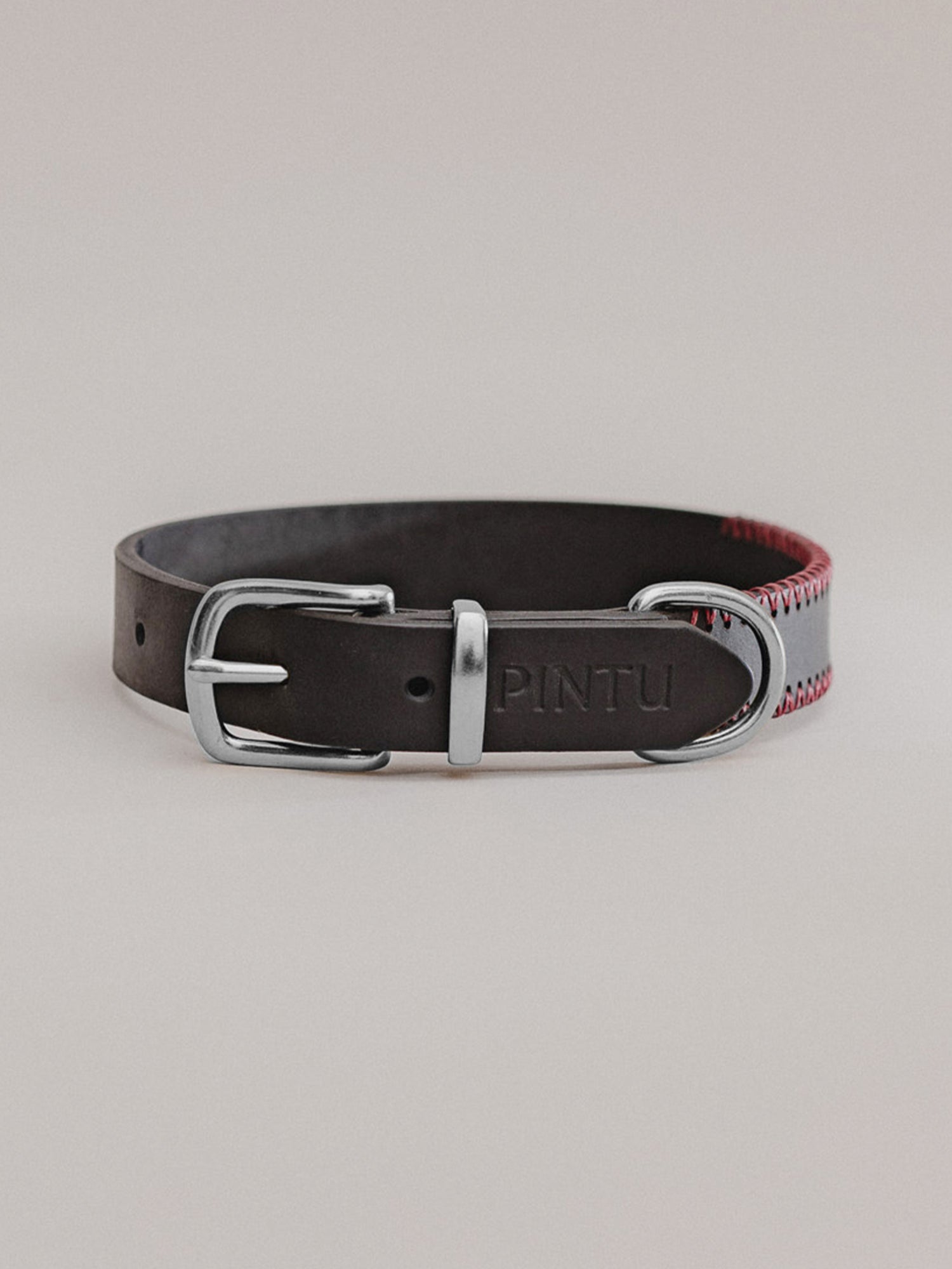 Pintu Dog Collar Monte - Black/Bordeaux - Stainless Steel