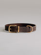 Pintu Dog Collar Porthos - Chocolate/Grey - Brass