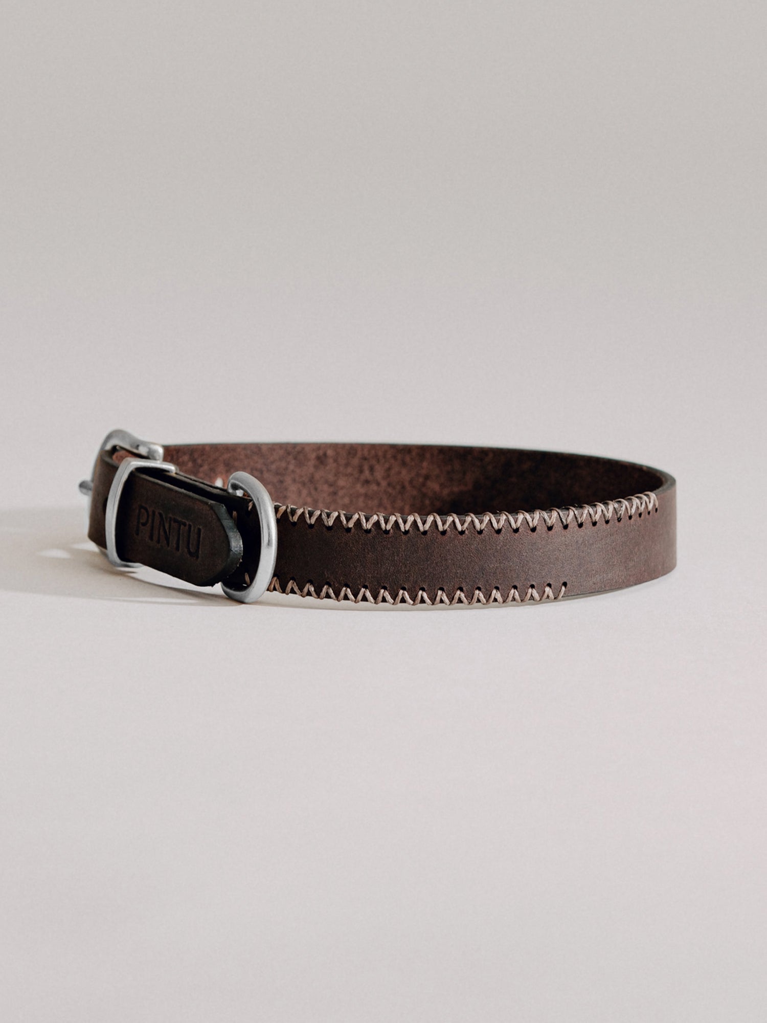 Pintu Dog Collar Porthos - Chocolate/Grey - Stainless Steel