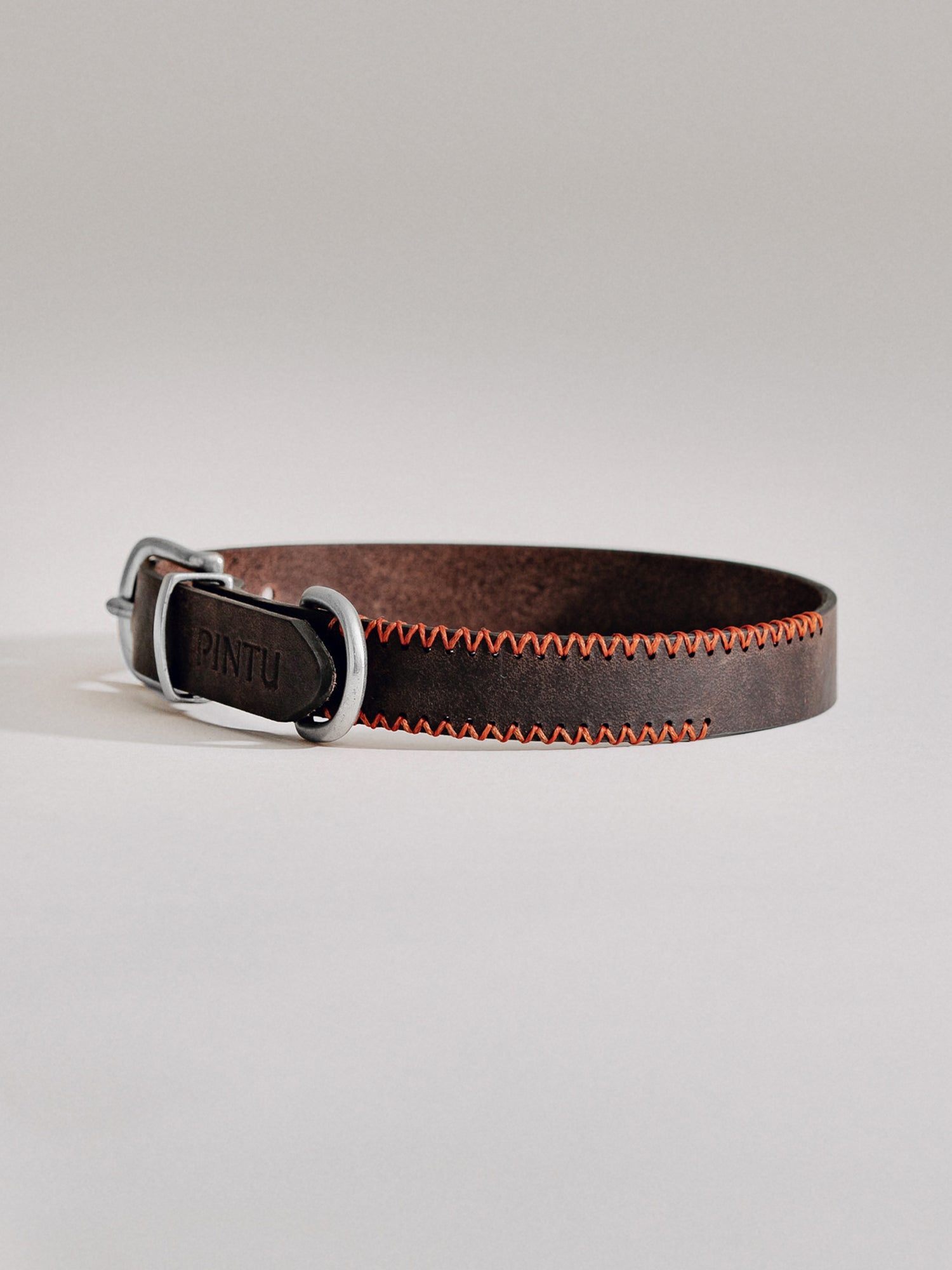 Pintu Dog Collar Porthos - Chocolate/Orange - Stainless Steel