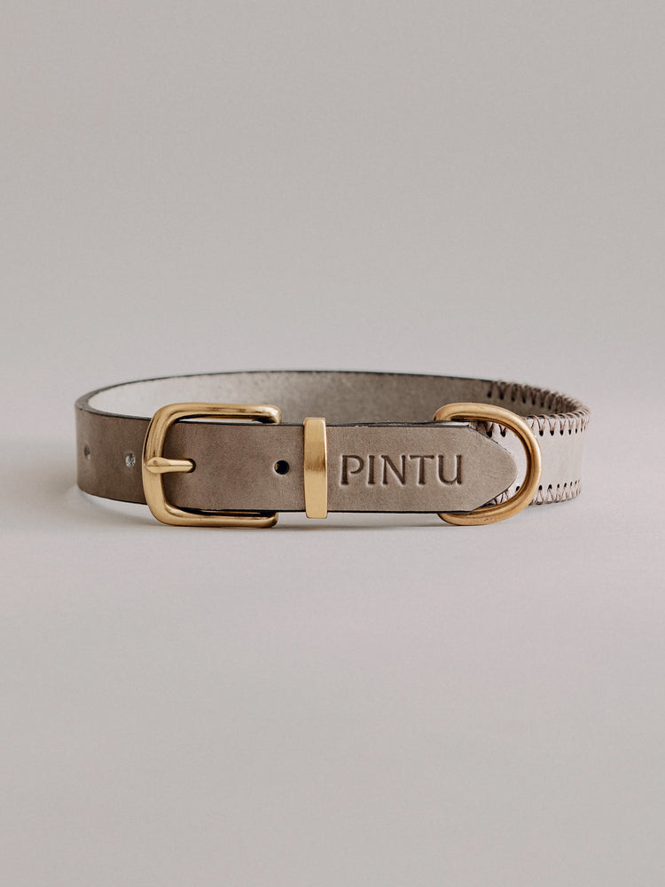Pintu Dog Collar Monte - Grey/Brown - Brass
