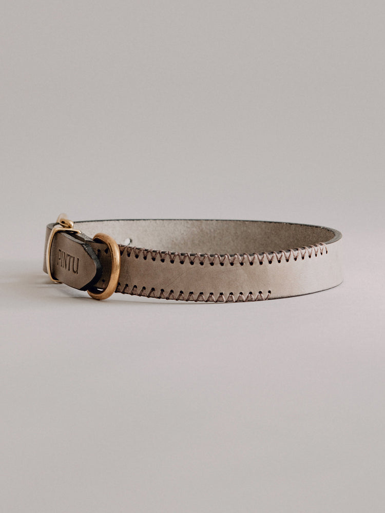 Pintu Dog Collar Monte - Grey/Brown - Brass