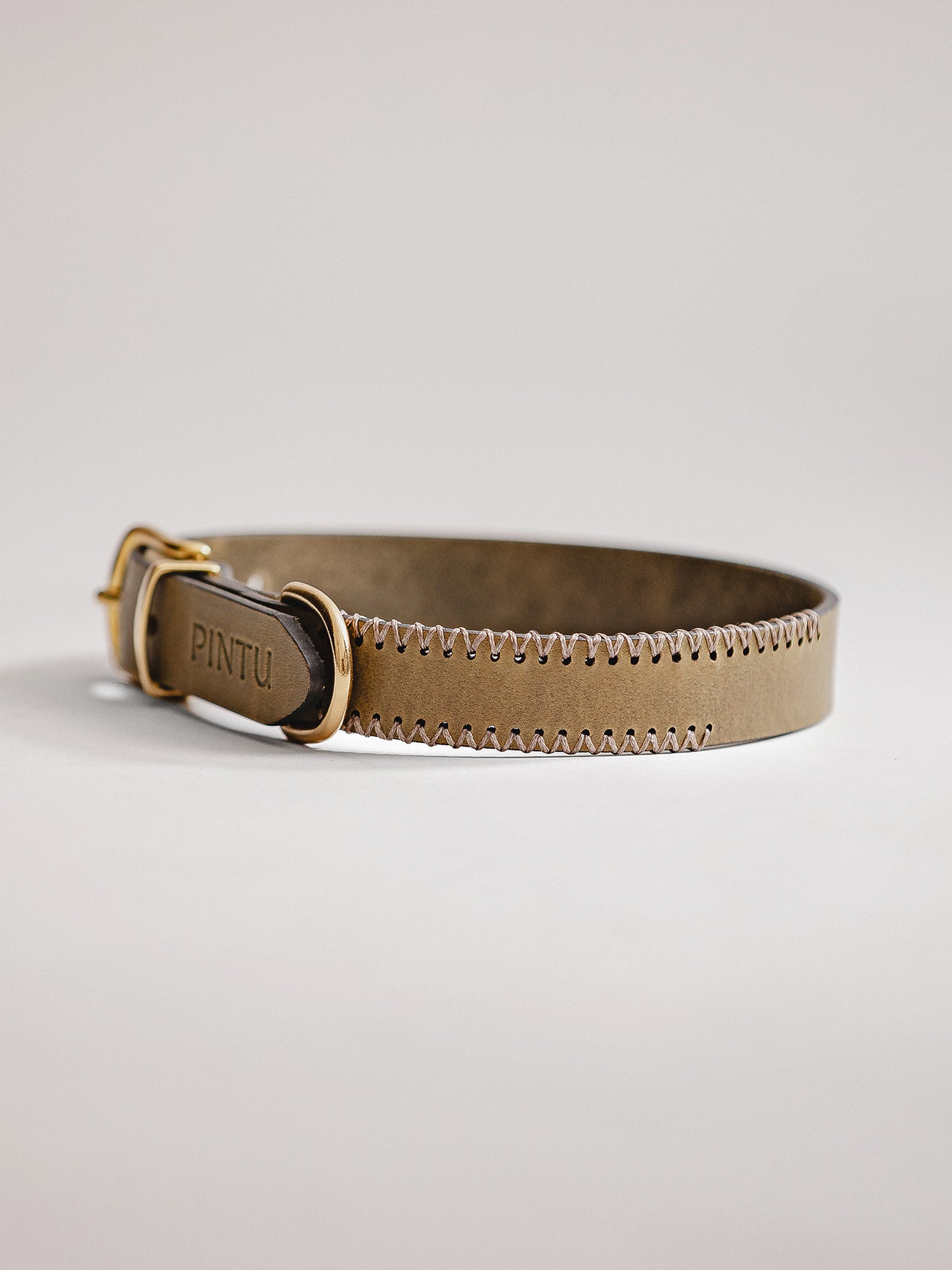 Pintu Dog Collar Porthos - Olive/Taupe - Brass