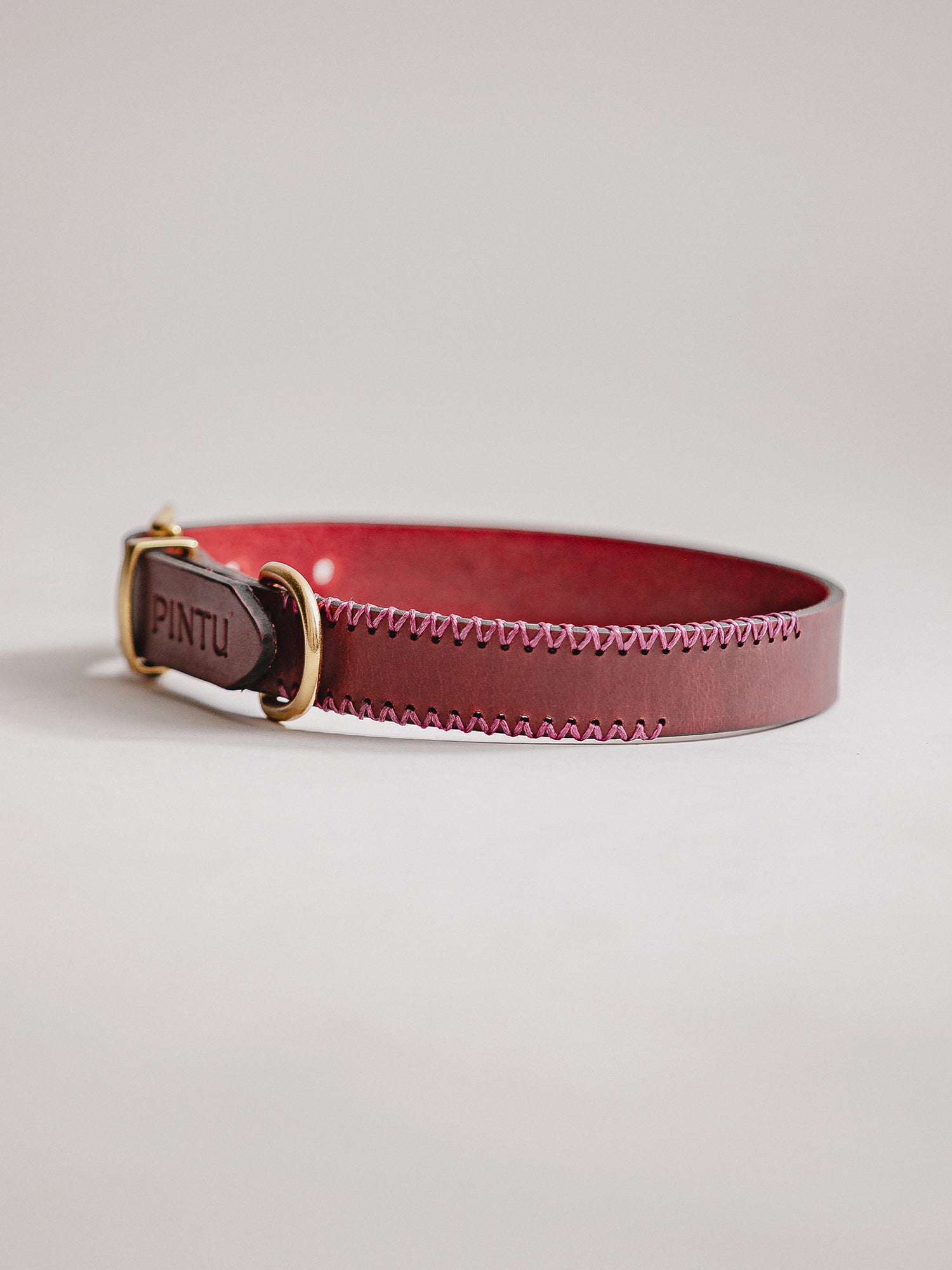 Pintu Dog Collar Porthos - Cherry/Pink - Brass
