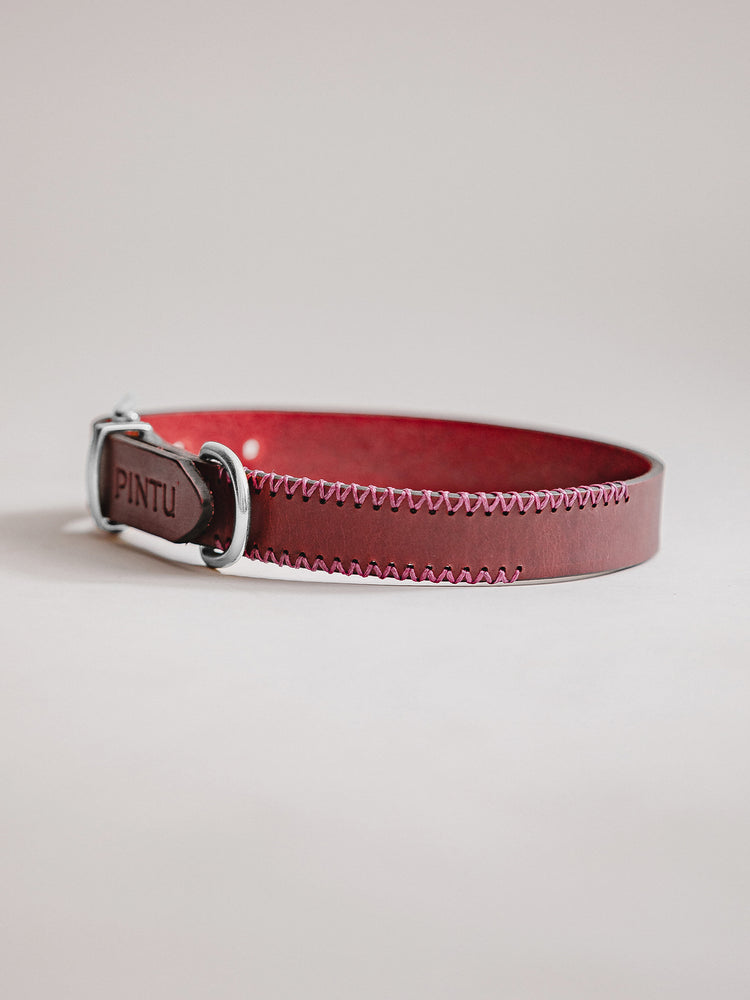 Pintu Dog Collar Porthos - Cherry/Pink - Stainless Steel