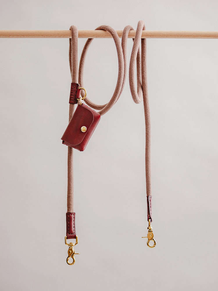 Pintu Dog Leash Tierra - Brown/Cherry - Brass