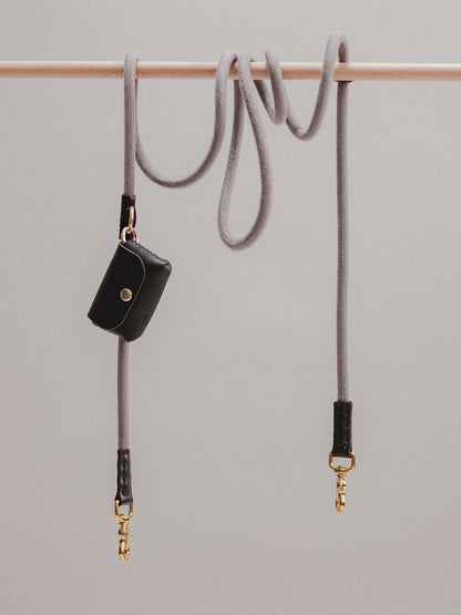 Pintu Dog Leash Tierra - Grey/Black - Brass