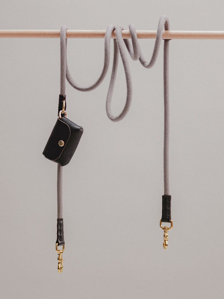 Pintu Dog Leash Tierra - Grey/Black - Brass