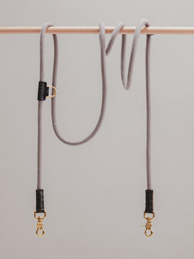 Pintu Dog Leash Tierra - Grey/Black - Brass