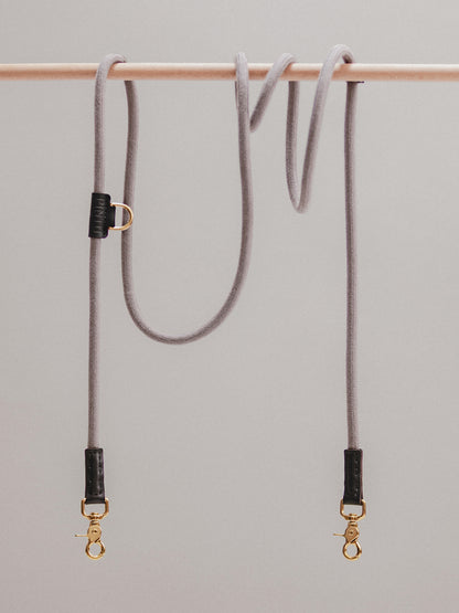 Pintu Dog Leash Tierra - Grey/Black - Brass